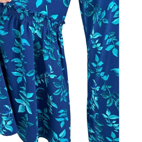 Pip & Vine Bell Sleeve Blue Floral Tunic Dress Maternity Size L - Picture 6 of 13